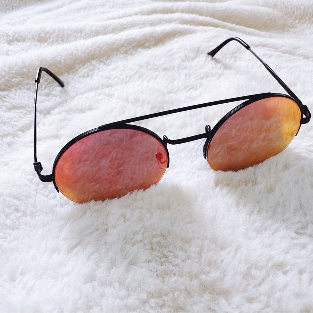 Carly Mirrored Red Chic Round Sunglasses - Picture 6 of 10
